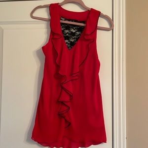 Red and black lace dressy tank NWT